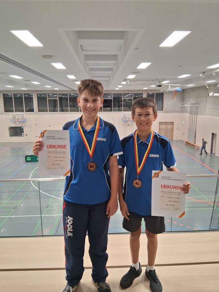 3. Badischer Meister im U15 Doppel v.l. Thomas Mersmann/Maximilian Putze